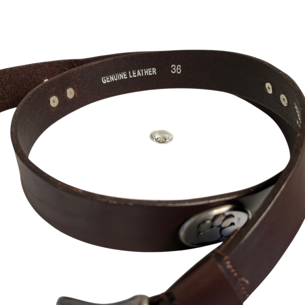 Eagles Wings Leather Belt Clemson Tigers Sz 36 Brown With Silver Conchos - Picture 3 of 9